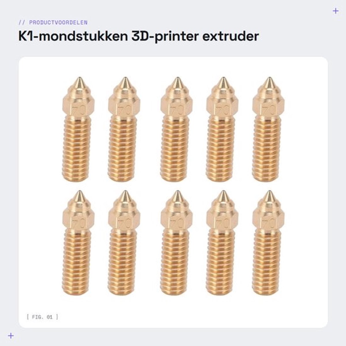 Mondstukken Set van 10 - Messing Spuitmonden - 3D-printer Extruder - Hoge Temperatuurbestendigheid - Slijtvast - Compatibel met K1, CR M4, Vyper - Spuitmond