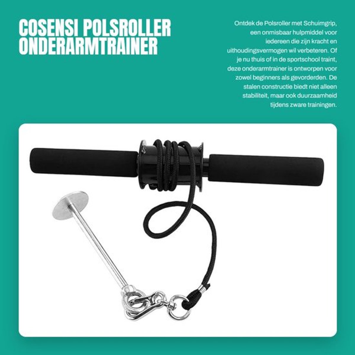 Polsroller Stalen Constructie - Onderarmtrainer - Krachttrainingsapparatuur - Handkrachttraining - Antislipontwerp - Eenvoudig Gewichtsbeheer