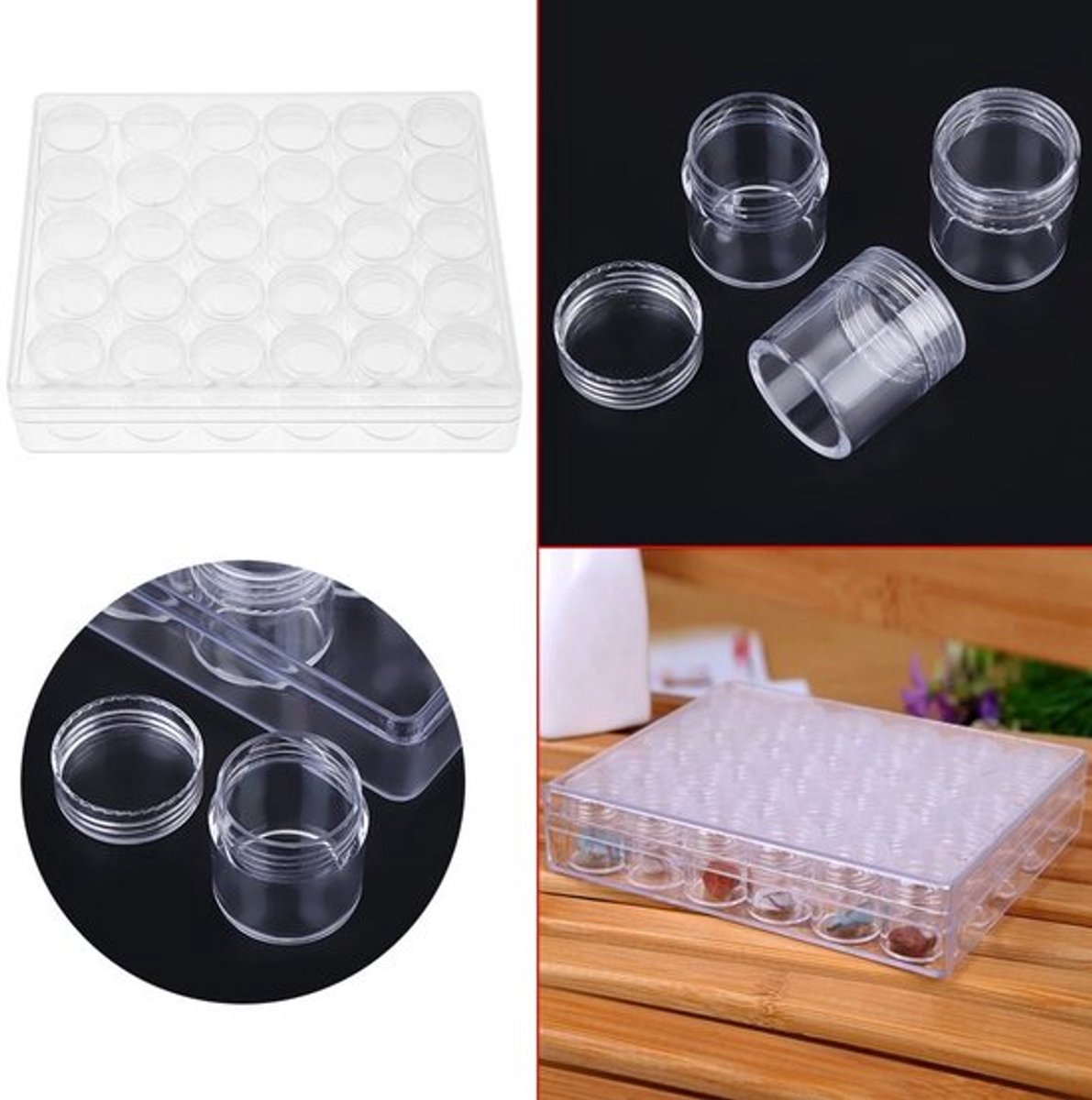 Opslagbakjes 30 Stuks - Doorzichtige Plastic Potjes - Kleine Bakjes met Deksels - Ideaal voor Sieraden - Ruimtebesparend - Draagbaar - Opslagpotjes