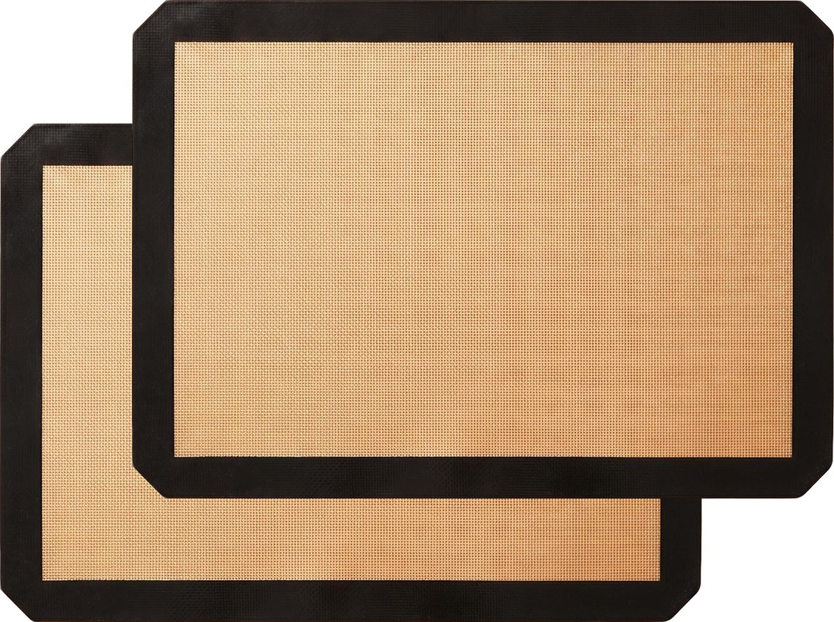 Siliconen Bakmatten - Bakmat - Set van 2 - 42 x 29,5 cm - Geschikt voor oven en magnetron - Ovenmat - BPA-vrij - Anti-aanbak - Anti-kleef - Vaatwasserbestendig - Beige