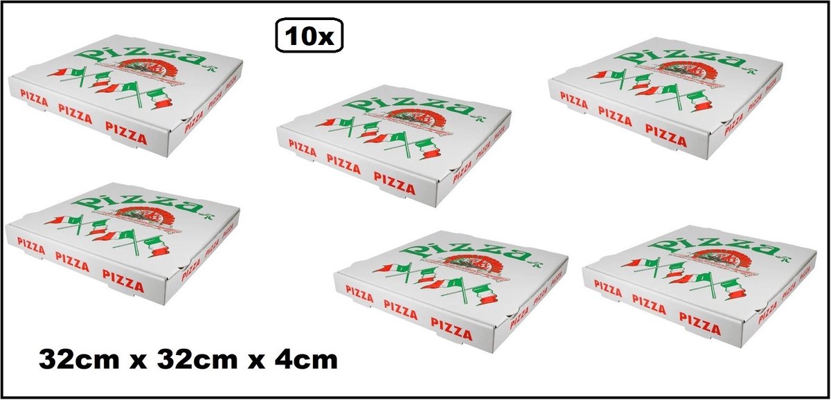 10x Pizzadozen 32x32x4cm pizza print - Pizza Food thema feest festival Italie landen pizzaria