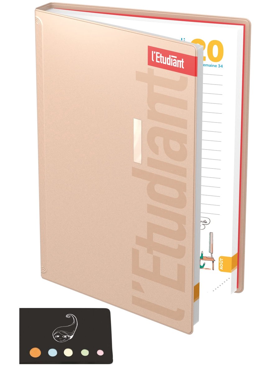 SnelShoppen - Blumie Shop Set Schoolagenda 14x20 cm 2022-2023 met Gouden Index Lijm, Perfect voor School, Kinderen, Studeren, Plannen en Organiseren