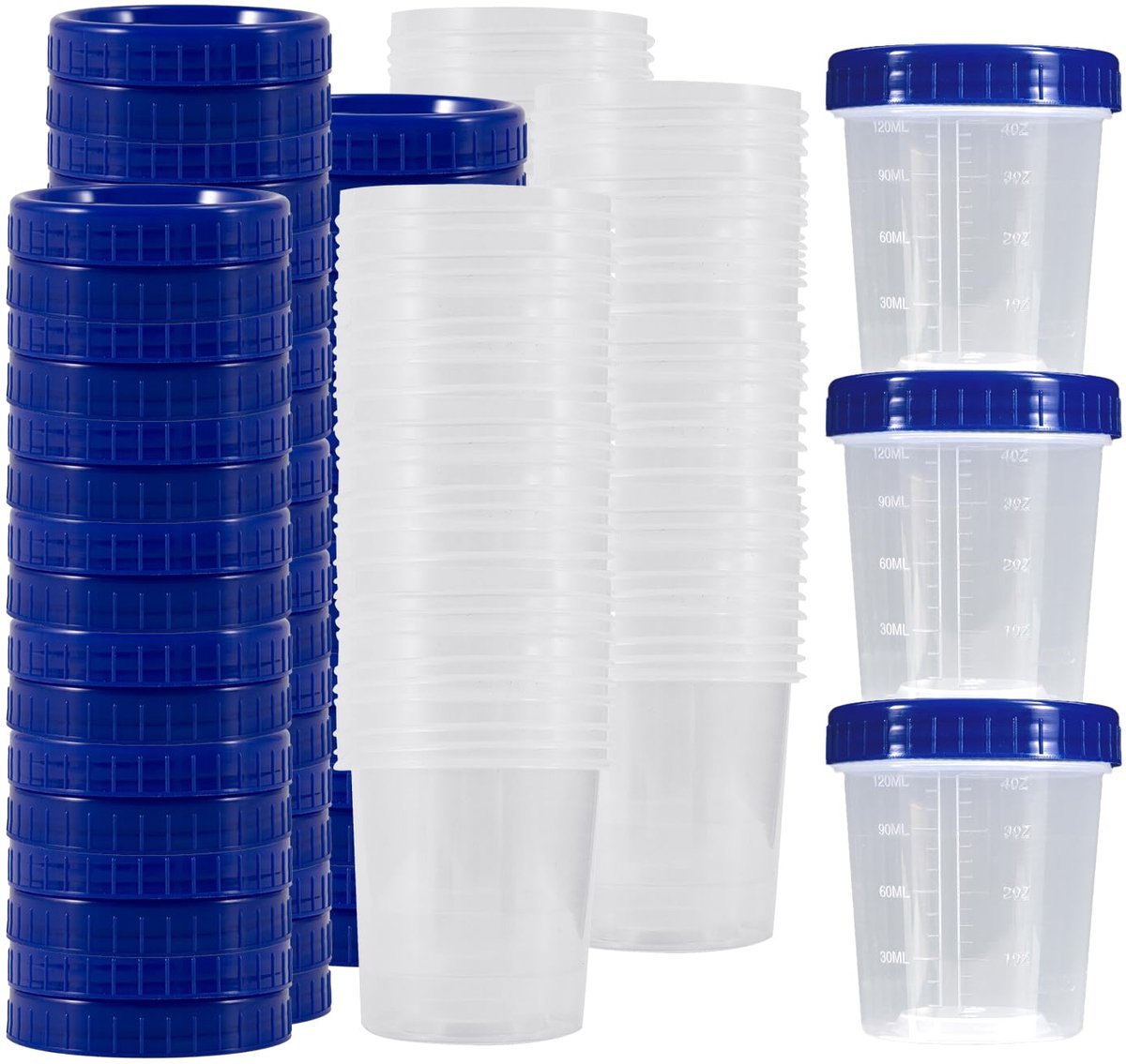 SnelShoppen - 100 Stuks Urinebekers met Schroefdeksel - 120 ml Lekvrije Monsterbekers - Transparante Urinemonsterhouders voor Laboratorium en Verfmeng