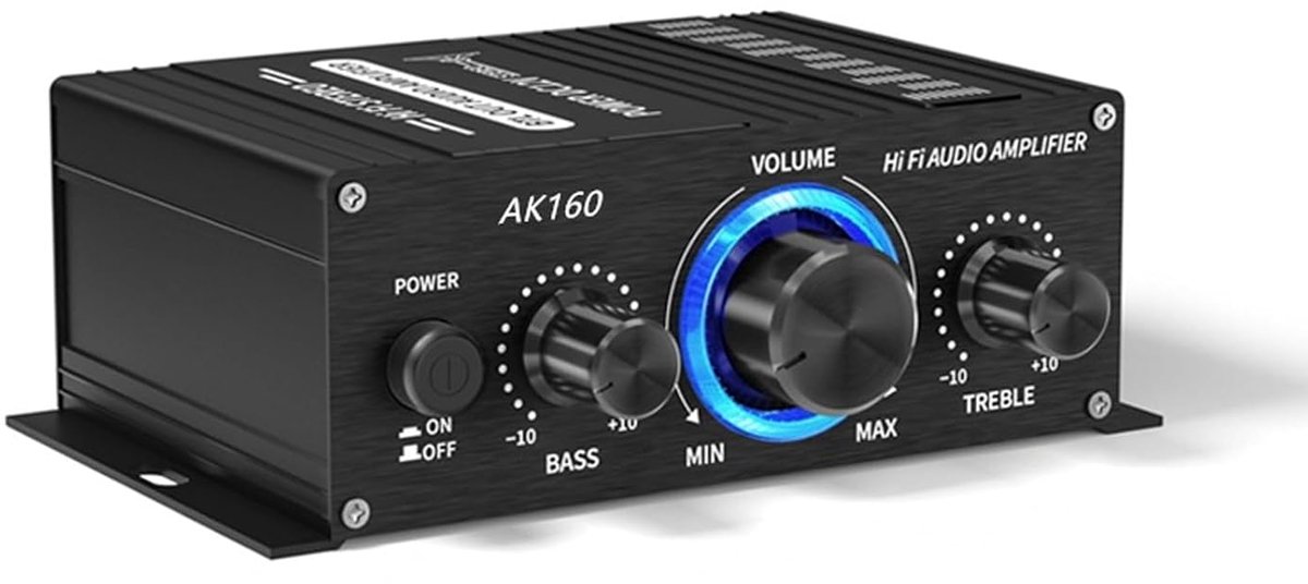 SnelShoppen - Bluetooth 5.0 Audio-eindversterker Aluminium 20W X 2 Stereoversterker 12V voor Car Home Speaker Bar Party met 20Hz Tot 20KHz Geluidskwal
