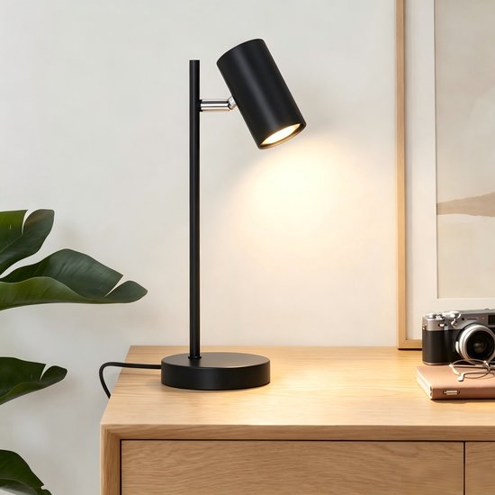 NETTLIFE Tafellamp GU10 - zwart - Zwenkbaar 350° - Metalen bureaulamp - voor woonkamer | slaapkamer - zonder gloeilamp