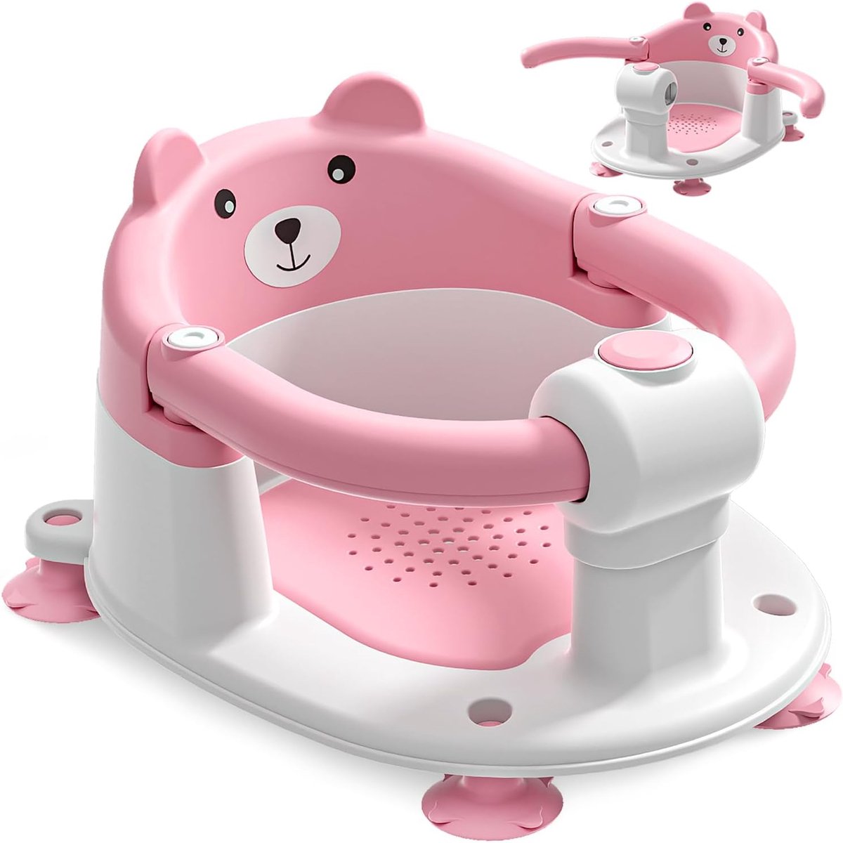 SnelShoppen - Baby Badstoel voor Baby's vanaf 6 Maanden - Antislip Badstoel met 4 Zuigkoppen - Veilig en Draagbaar Badkamer Stoeltje voor Peuters - Ro