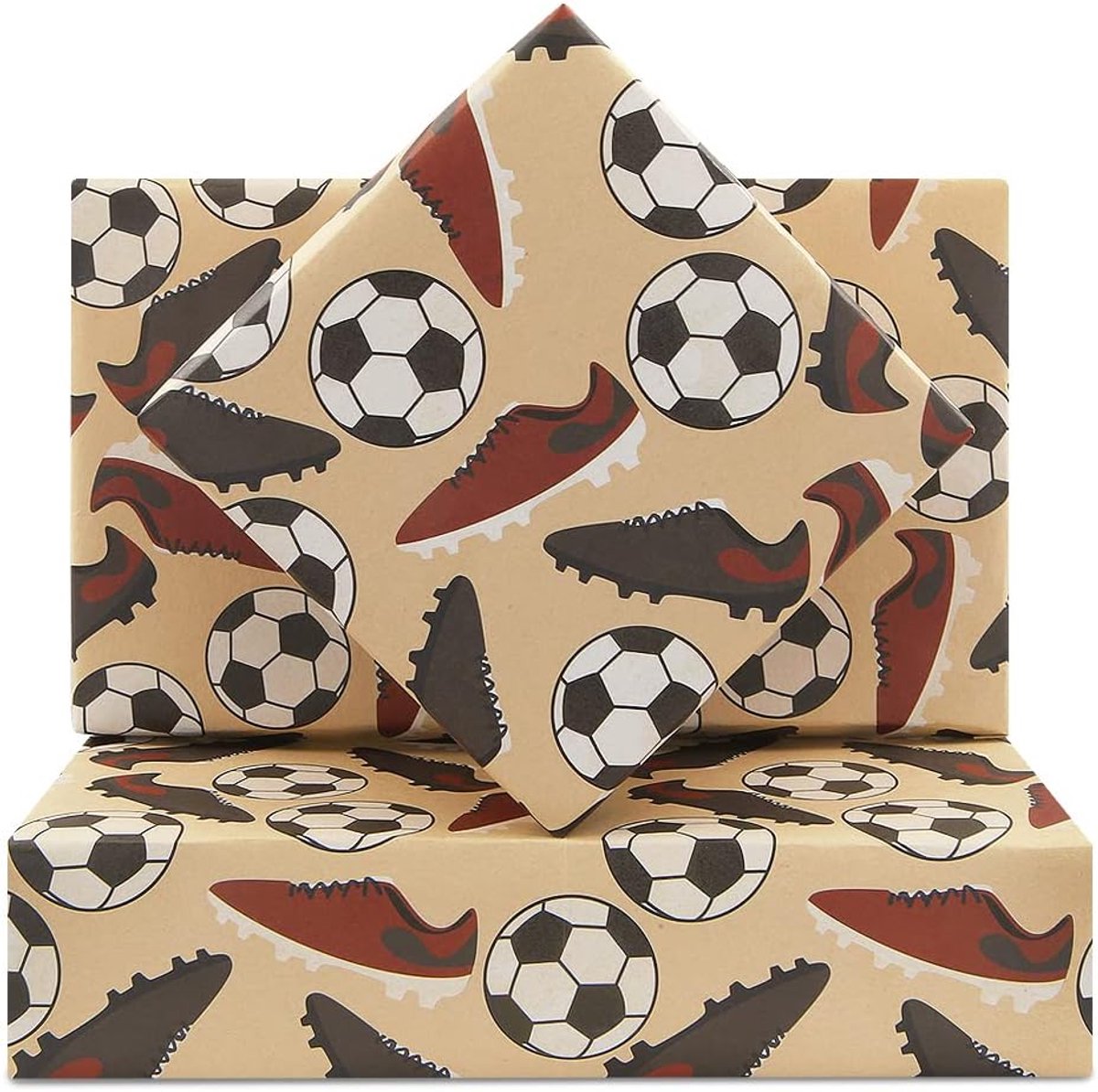SnelShoppen - Voetbal Cadeaupapier voor Mannen en Jongens, Krachtig Design 50 x 70 cm voor Verjaardag, Sport, Vakantie, Voetbalschoenen