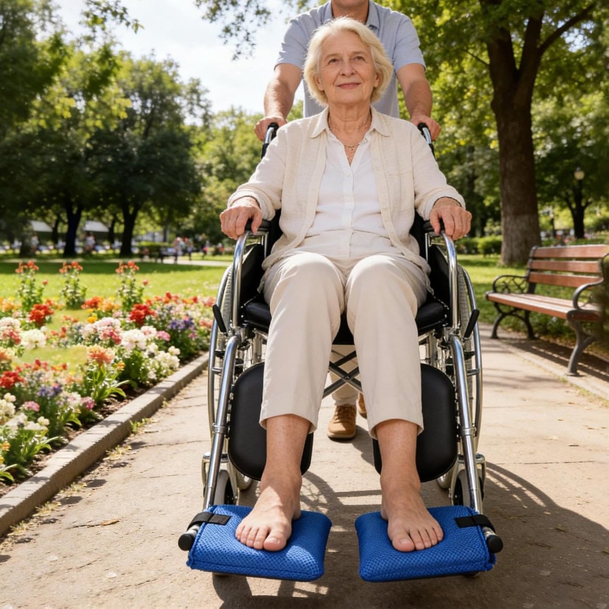 Voetsteunhoezen Geschikt voor rolstoelen: zachte, antislipmatten, eenvoudig te installeren en te vervangen, beschermende kussens Geschikt voor de voetsteun.