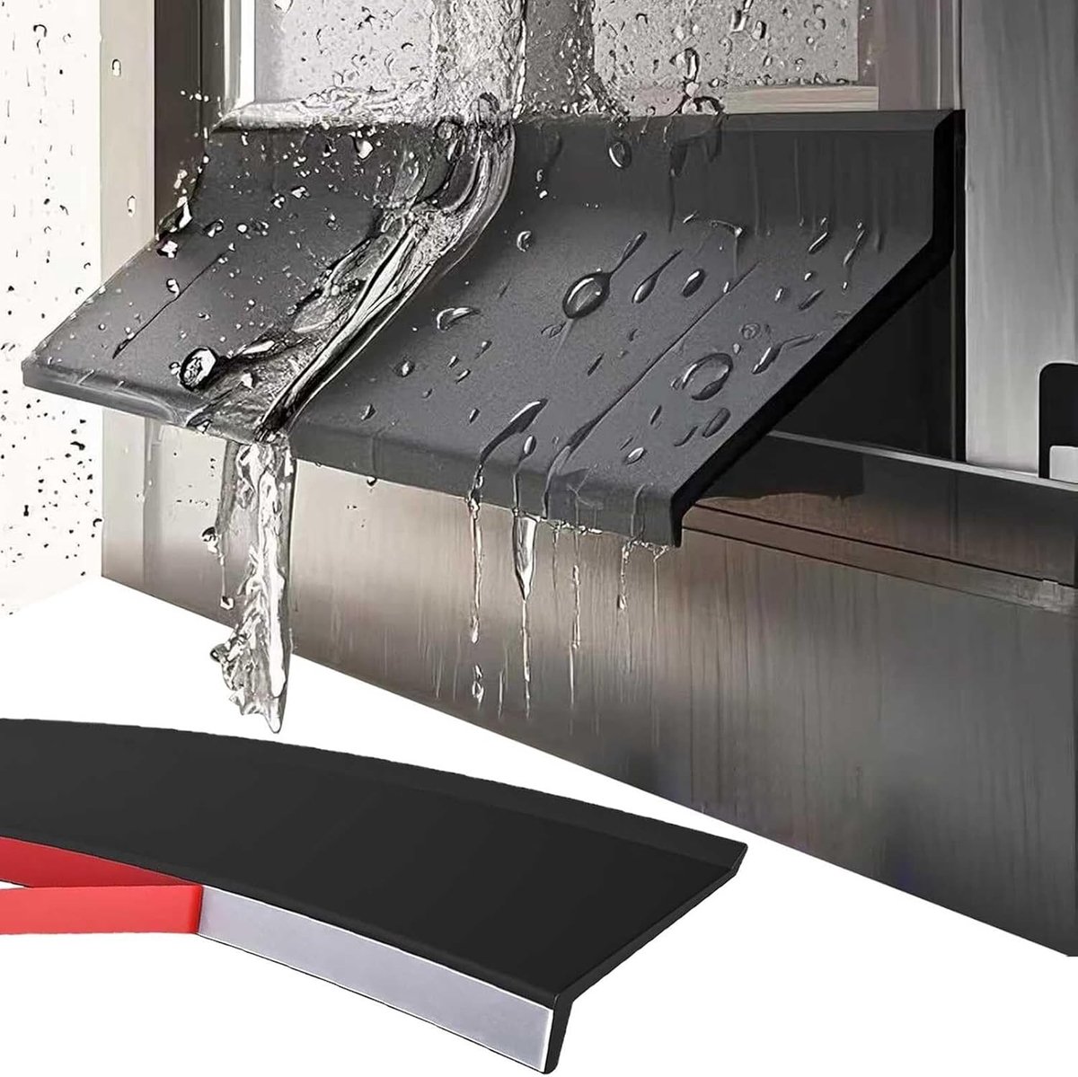 Zelfklevende Waterdichte Barrière Voor Buitenramen - Waterdichte Strip Voor Buitenramen, Rubberen Regenwatergoot, 135° Hoekontwerp Voor Efficiënte Afvoer, Boren Niet Nodig, Geschikt Voor Schuiframen En Raamkozijnen(150cm)