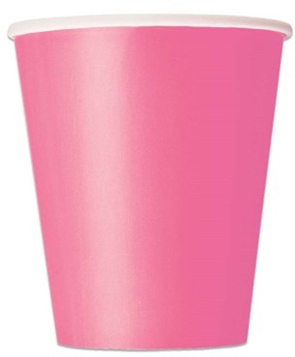 Roze drink bekertjes karton - Unique - 8 stuks - Wegwerp drinkbekertjes 270ml karton - Unique