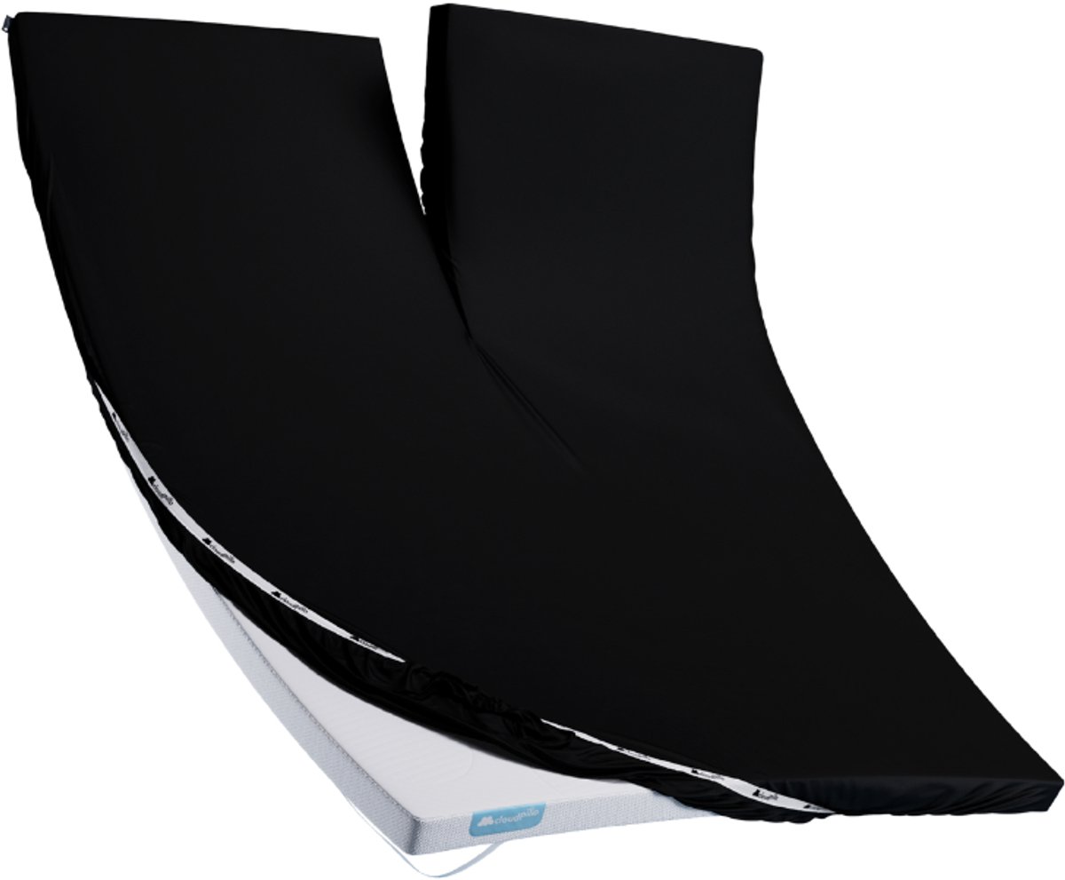 Cloudpillo Split Topper Hoeslaken -Midnight Black - 200x200 cm - Ventilerend, Elastisch, Zijdezacht en Antibacterieel - OEKO-TEX Gecertificeerd Katoen