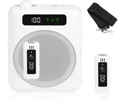 Draadloze stemversterker voor docenten – draagbare Bluetooth-stemversterker met magnetische lavalier – 2 microfoons – voor klaslokaal, toespraken, yoga, buitenshuis.