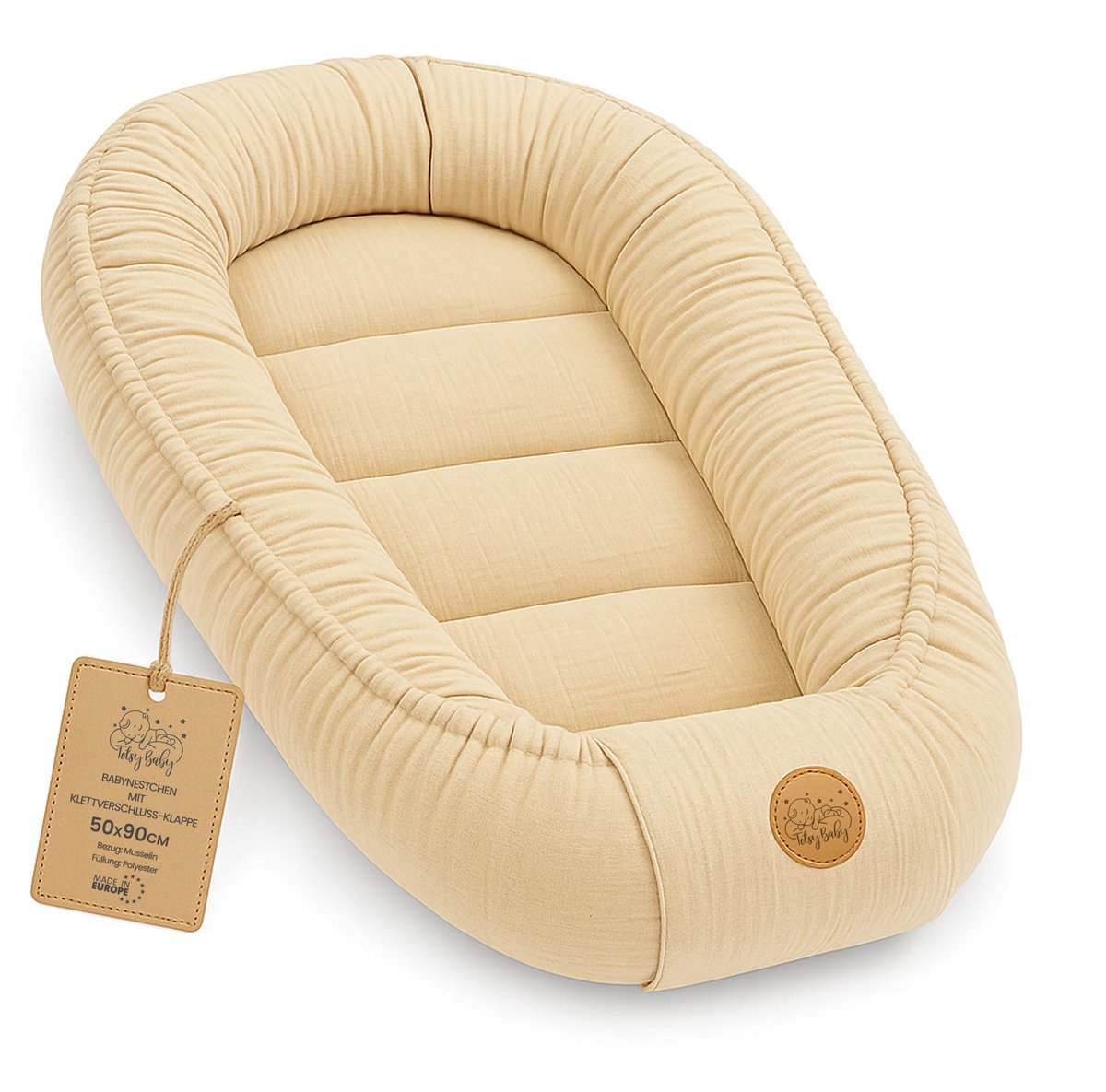 SnelShoppen - Hydrofiel Nestje van Mousseline voor Baby - Zacht Ademend Draagbaar 50x90 cm - Knus Behaaglijk Comfortabel voor Ledikant Kinderbed Wieg