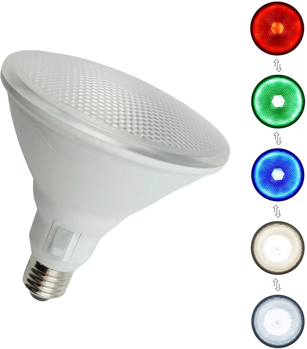 Bailey LED PAR38 ColourSwitch 12W RGB + 2700K + 6500K 1000lm 38° | E27 | 12 watt | 15.000 Branduren