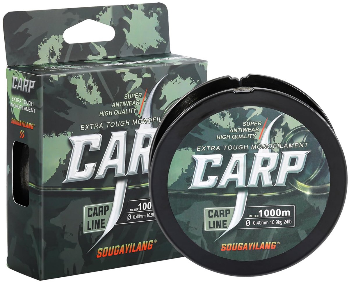 SnelShoppen - Karpervislijn 1000m - Laag zichtbaarheid gespikkeld ontwerp, extra sterk monofilament, 14-24lbs (0,30mm/0,33mm/0,35mm/0,40mm) voor karpe