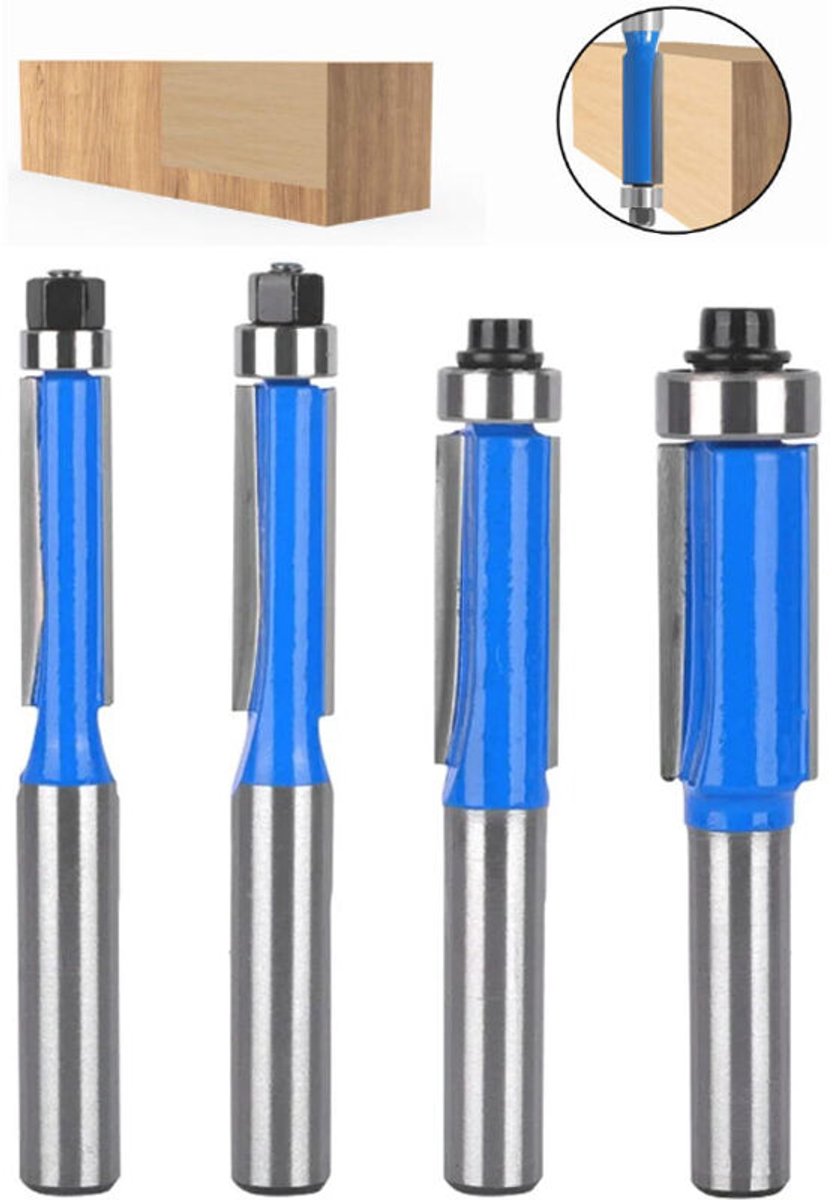 4-delige set kopieerfrezen – 8 mm schacht – frezen voor hardhout – voor zuivere, nauwkeurige sneden