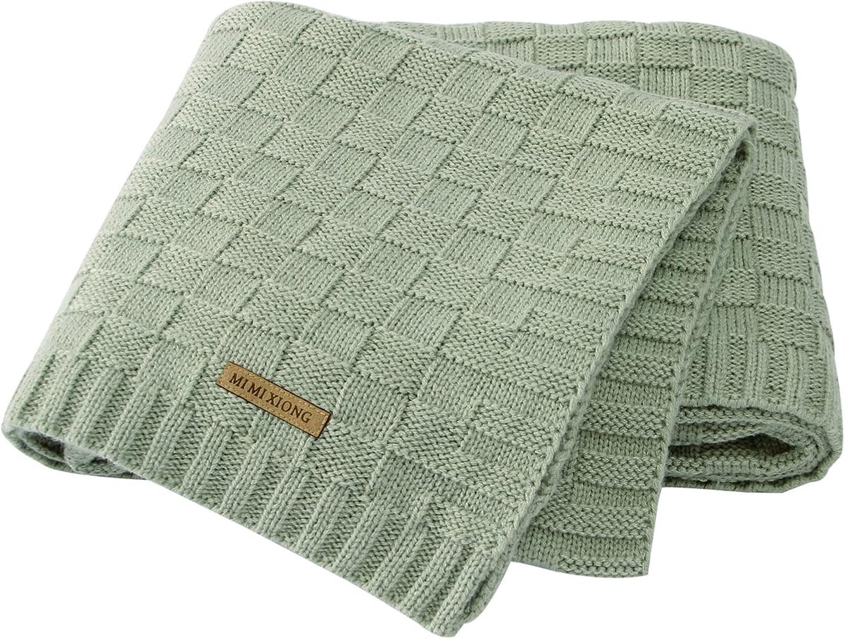 SnelShoppen - Zachte Babydeken voor Jongens en Meisjes - Kabelgebreide Babydeken - 40"x30" - Sage Groen - Perfect voor Wieg, Kinderwagen en Zwangersch