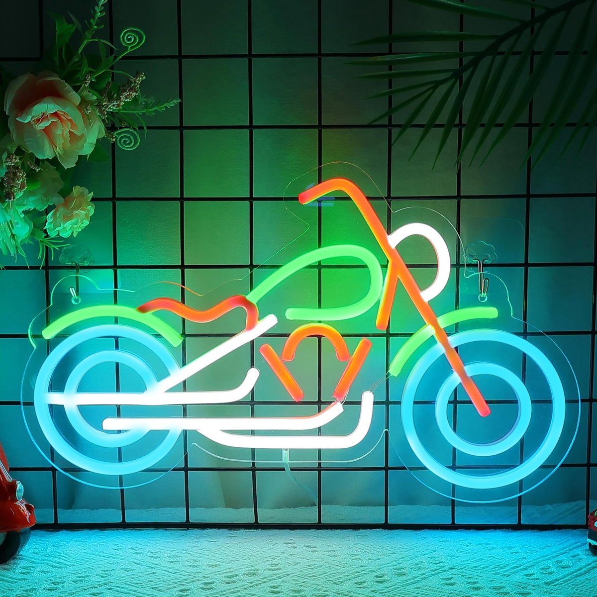 SnelShoppen - Coole motorfiets neonborden LED dimbare neonlamp voor muur, nachtlampje neonverlichting, decoratie slaapkamer, party, vakantie, verjaard