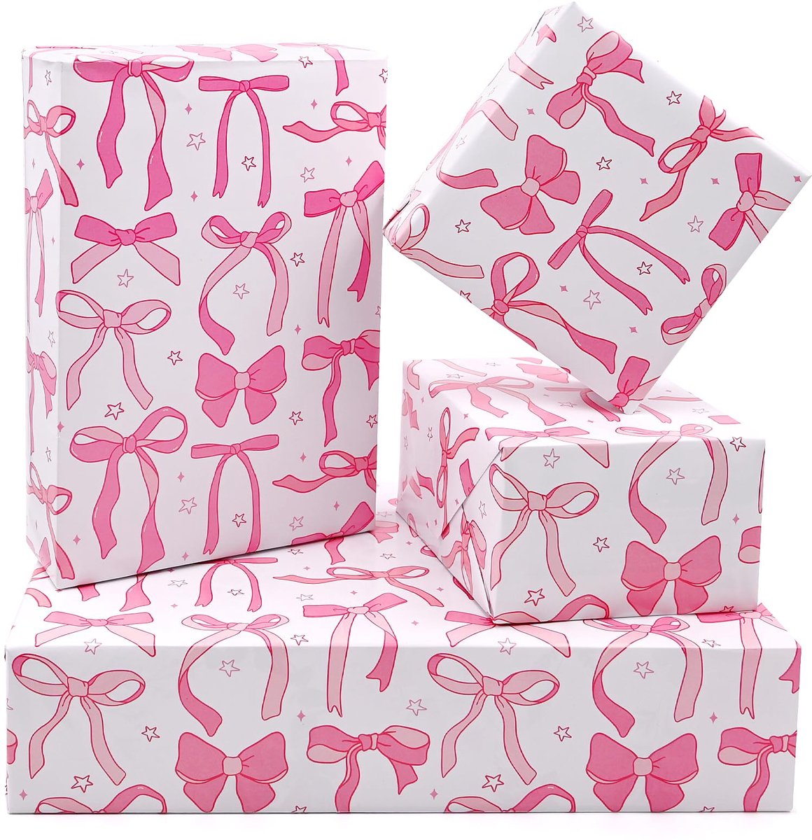 Inpakpapier - Cadeaupapier Vellen - Cadeaus Versieren - 100% Recyclebaar - 50x70cm - Roze Strik