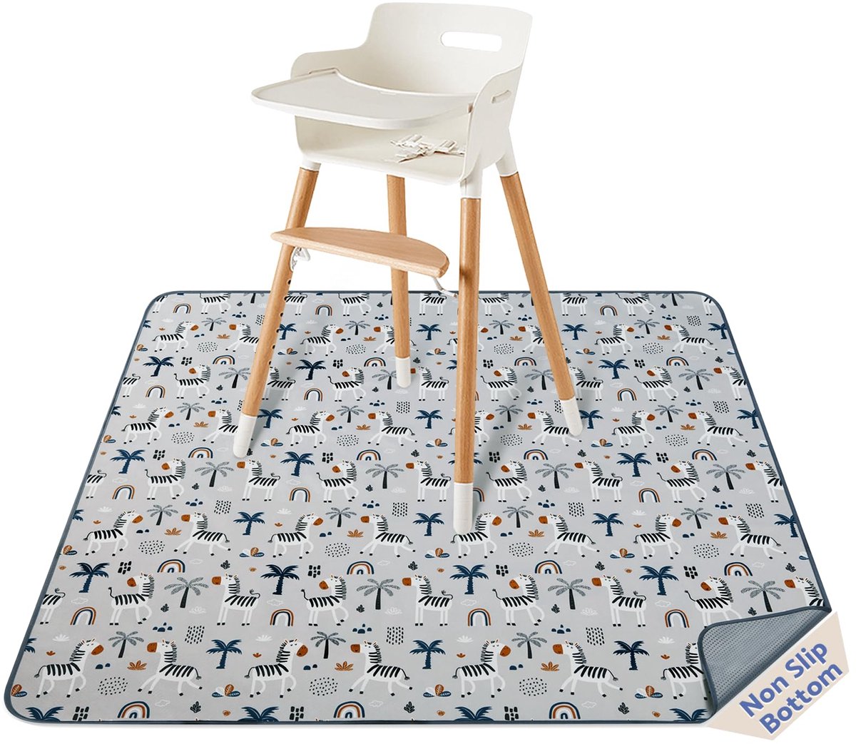 SnelShoppen - Blissful Diary Spatmat voor Onder Kinderstoel Baby 128x128cm, Splash Mat, Waterdicht, Antislip, Ideaal voor Eten en Spelen, Geschikt voo
