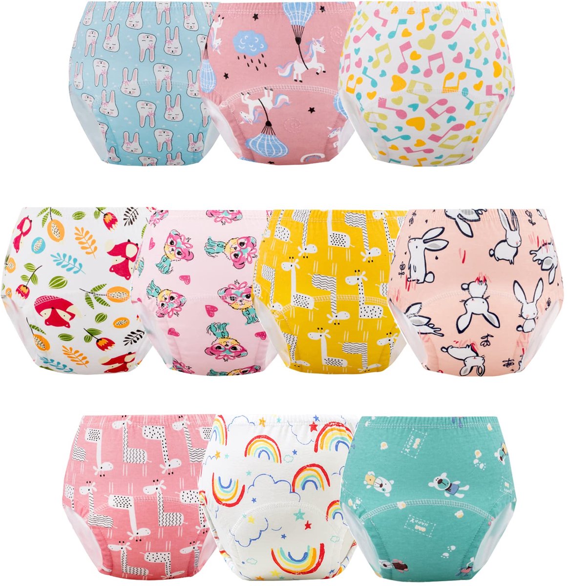 SnelShoppen - Baby Trainingsbroeken Luierbroekje voor Peuters 1 tot 6 Jaar - 10 Stuks - Comfortabel en Ademend - Ideal voor Zindelijkheidstraining - M