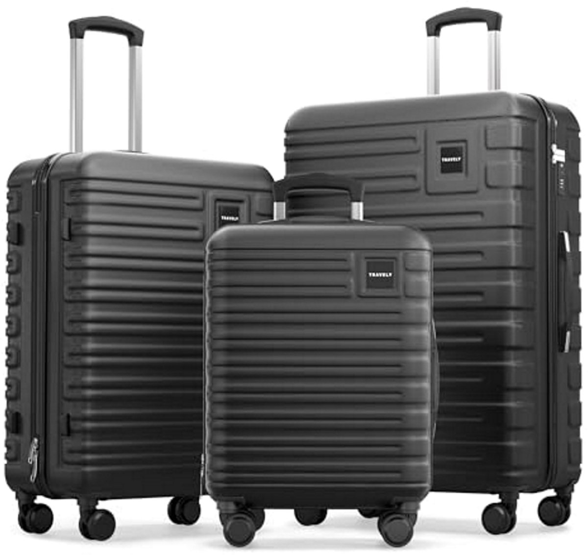 SnelShoppen - Travely Premium Handbagage 55x40x20 cm, Lichtgewicht Koffer met Zachte Wielen, TSA-slot, Nachtzwart - Ideaal voor Ryanair, Lufthansa, Eu