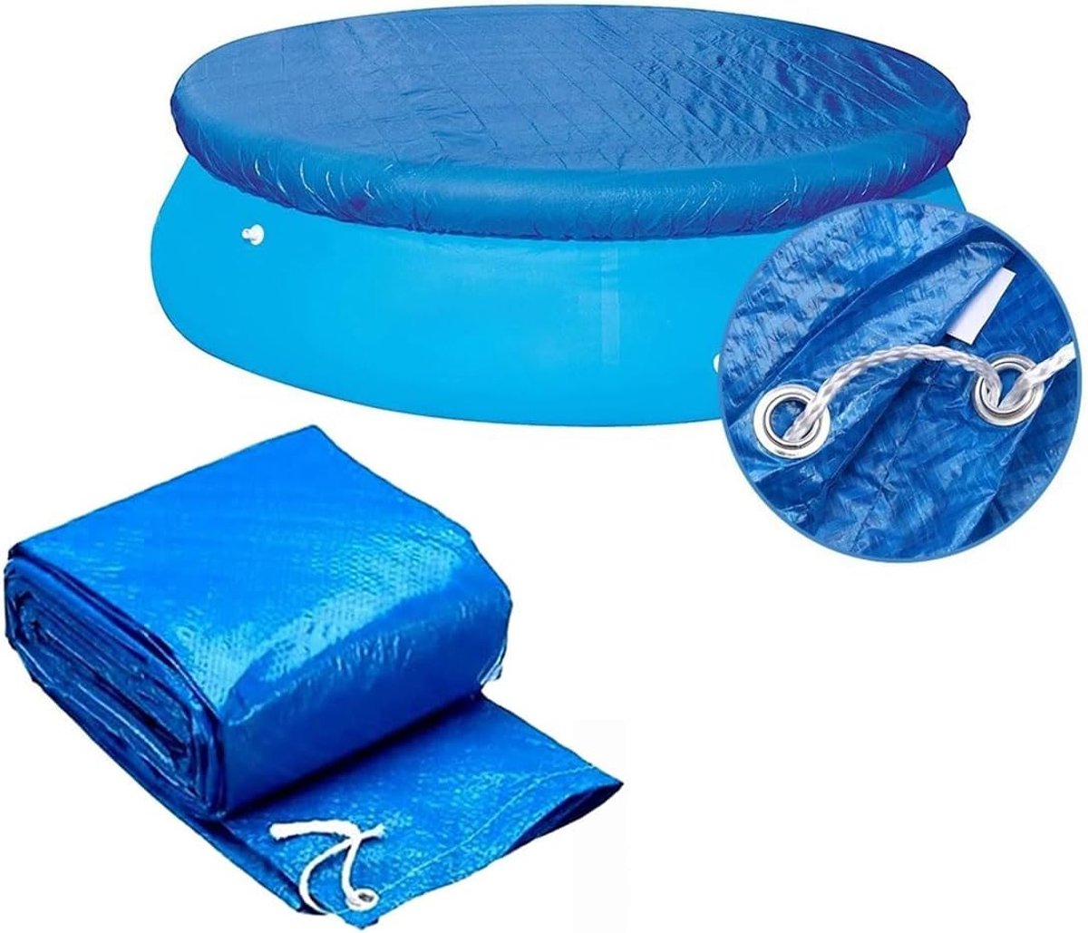 Rond zwembad afdekzeil 183 cm diameter, waterdicht PE zwembadafdekking, zonwerend en scheurbestendig afdekzeil voor ronde zwembaden – blauw