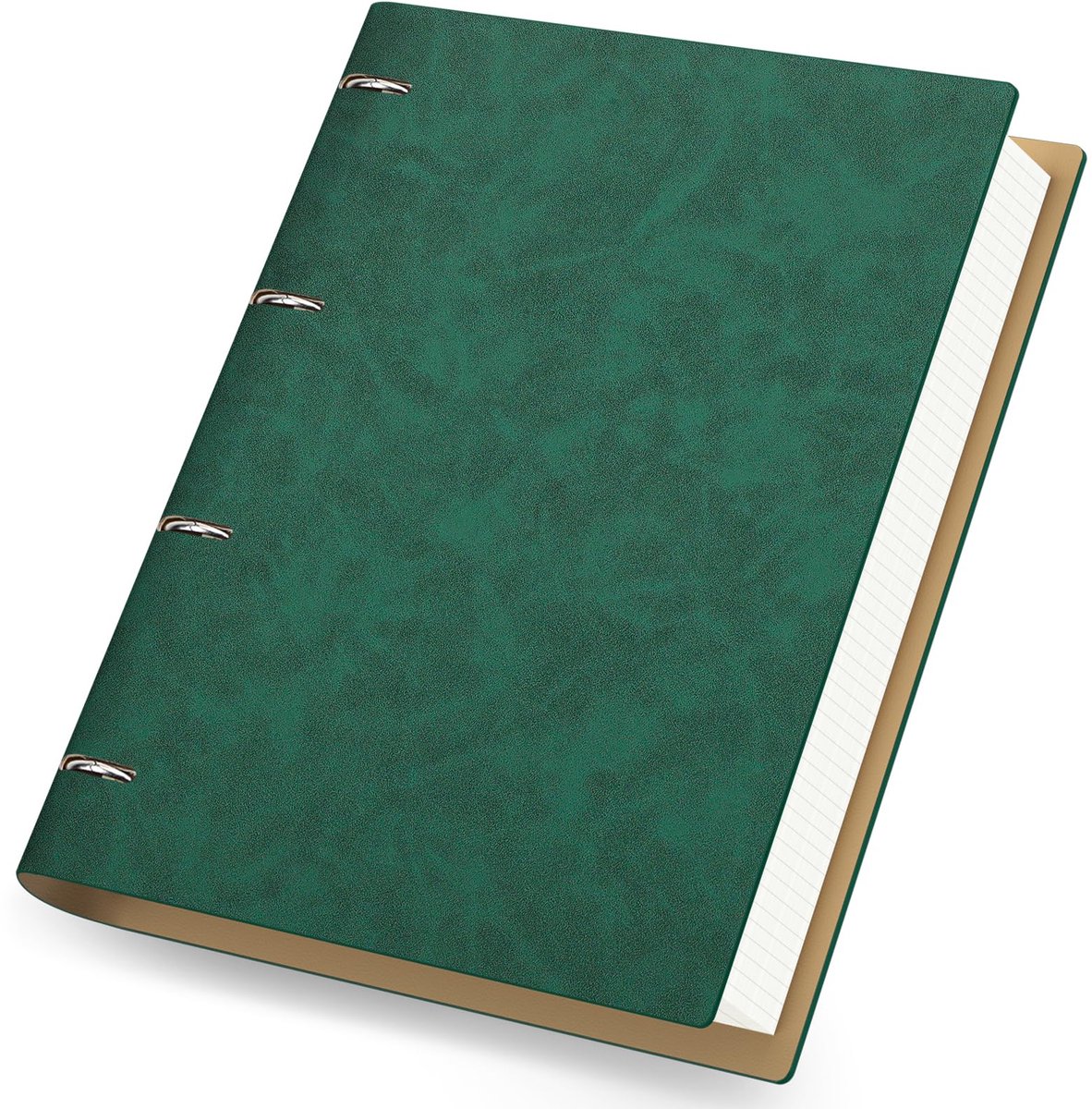 SnelShoppen - A4 Ringband Notitieboek Groen - Opvouwbaar PU Leer Notitieboek - 150 Vellen 100GSM Ruitjes Papier - Ideaal voor School, Werk en Notities