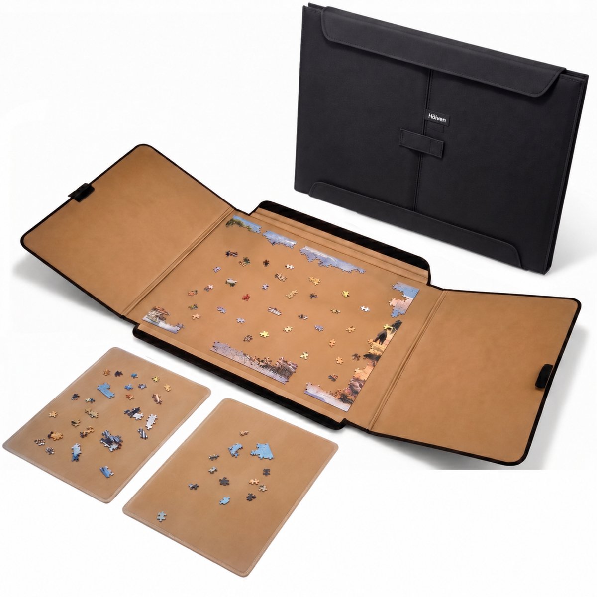 Hölven® Puzzelkoffer 1000 stukjes - Puzzelplaat - Puzzeltafel - Verstelbaar Puzzelbord - Puzzelbord met opbergsysteem - Portapuzzle - Puzzelplank - Puzzel bord - Puzzeltafel