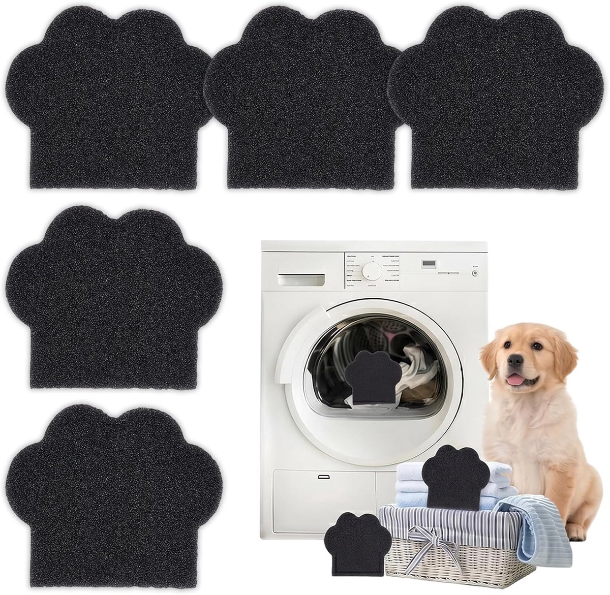 SnelShoppen - 5 Herbruikbare Dierenhaar Vangballen voor Wasmachine en Droger - Effectieve Pluizenverwijderaar met Kattenklauwontwerp - Ideaal voor Kle