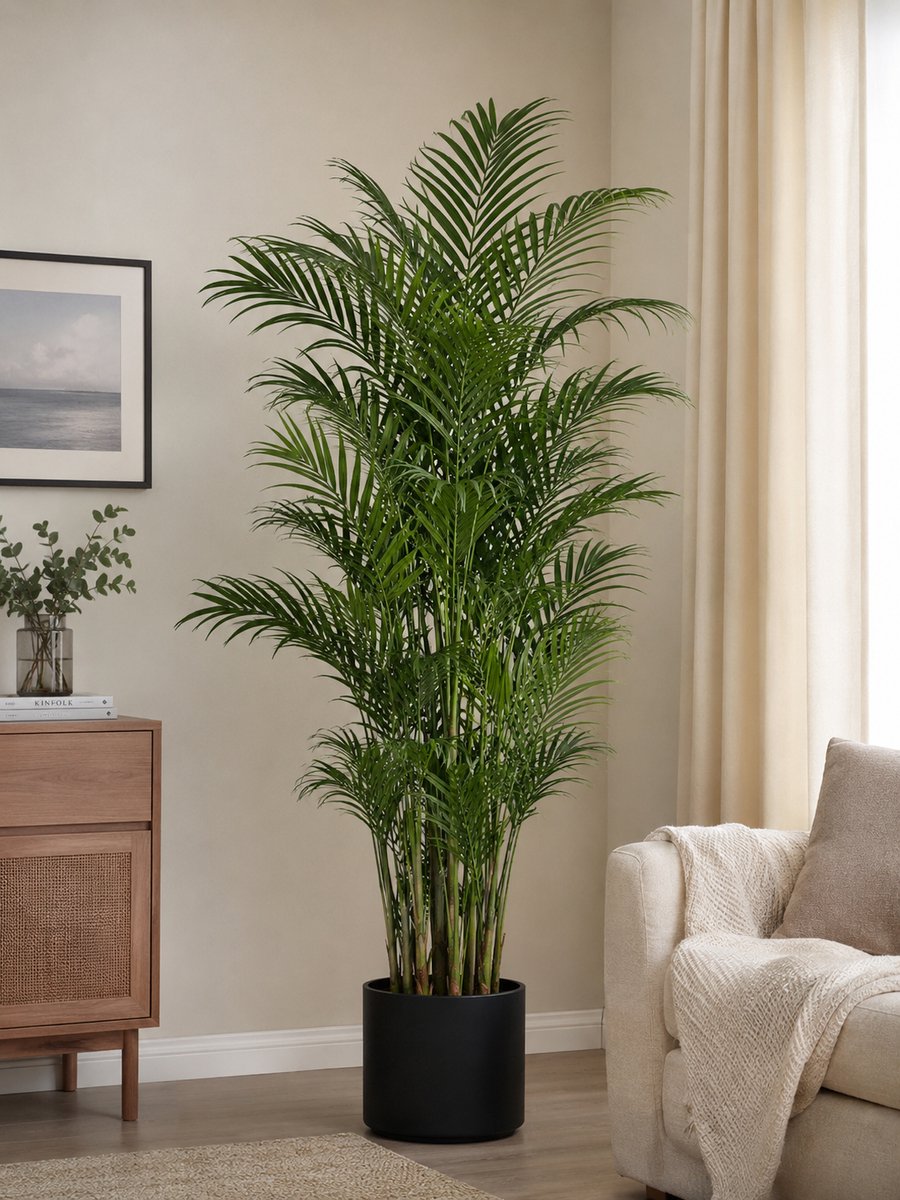 LoShop Kunstmatige Dypsis Lutescens Palm 165 cm - Binnenplant met 15 Afneembare Stammen - Groen