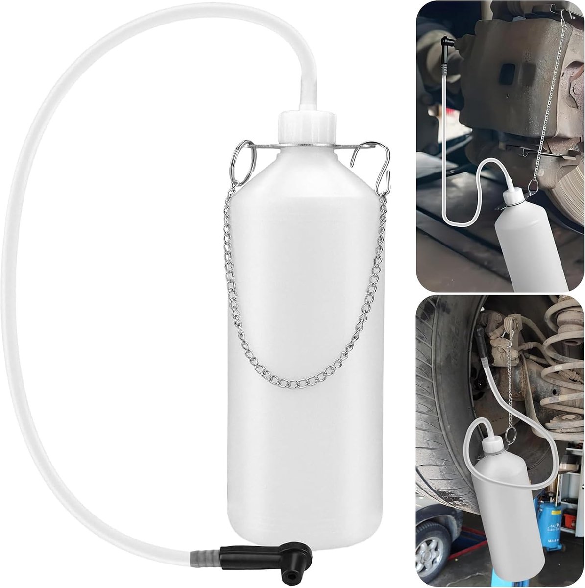 SnelShoppen - Brake Fluid Collection Bottle 1L - Brake Fluid Tank met 60 cm Slang en Rubberen Aansluiting voor het Verzamelen van Remvloeistof - Water