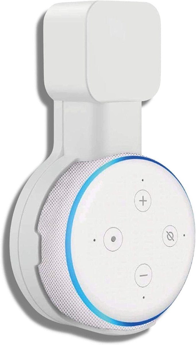 Geschikt voor wandmontagebeugel voor Dot 3 Geschikt voor Google Mini, slimme houder met geïntegreerd kabelbeheer, stopcontactbeugel voor Dot 3e generatie, ruimtebesparend, zonder rommelige kabels (wit).