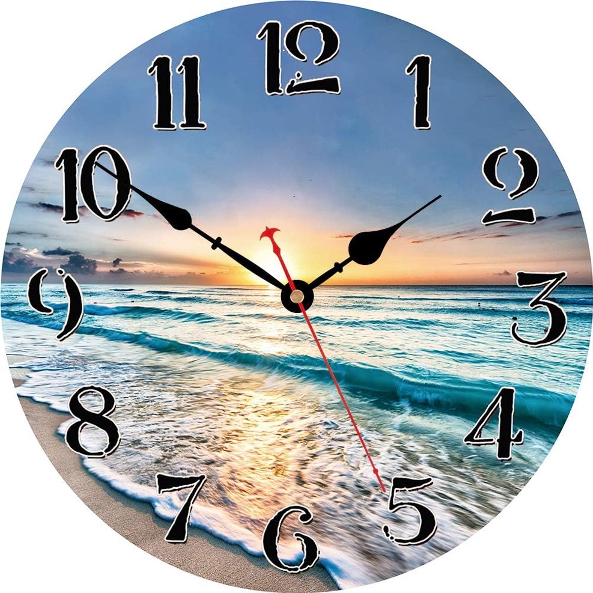 Wandklok 14 inch - Houten Ocean Wave - Stil en nauwkeurig - Perfect leesbaar - ShopVlot