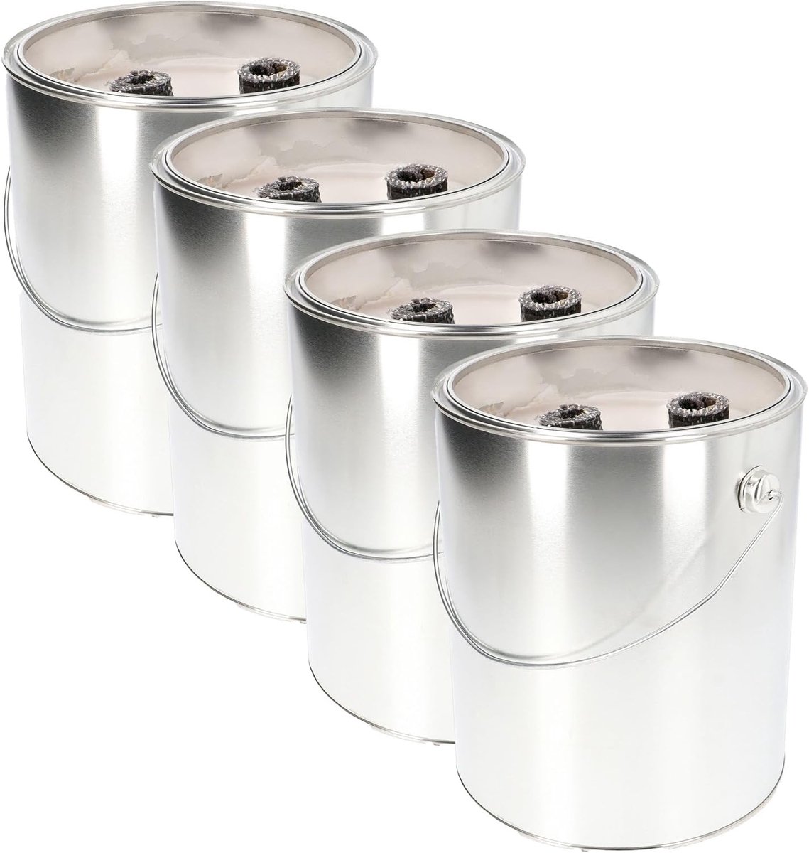 SnelShoppen - Tuin Fakkels Set van 4 - 5 Liter Handgemaakte Buitenkaarsen van Hoogwaardige Plantaardige Was - Decoratieve Pewter Tuin Verlichting voor
