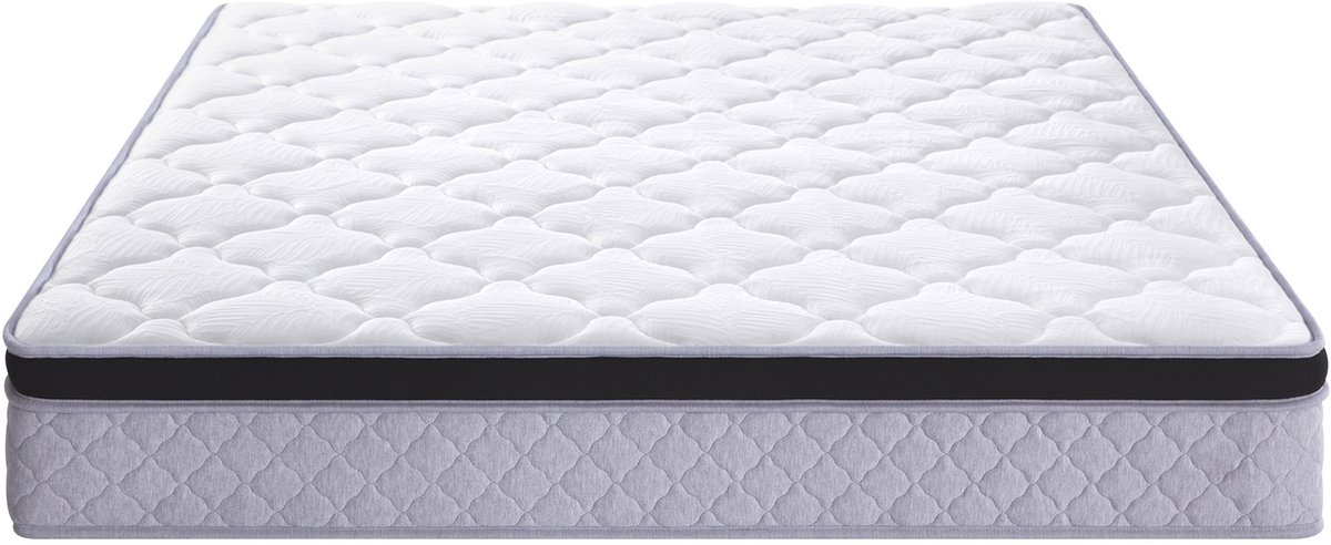 OKWISH Binnenveringmatras 140x200 cm - Ergonomische Drukverlichting voor Lendenen - H3 Stevig Ligcomfort - 25 cm Dik - Gerold Geleverd - Wit