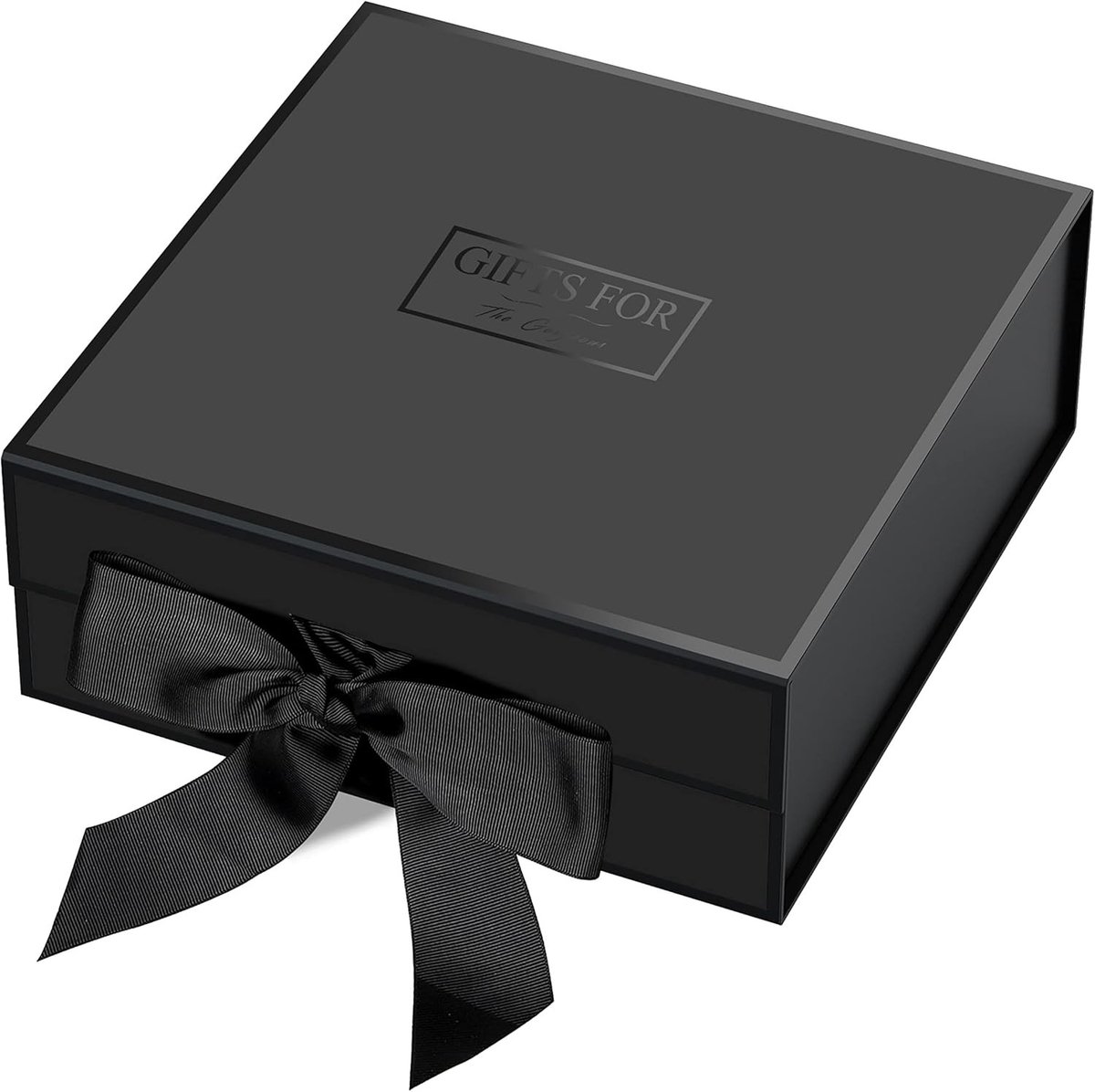 Extra grote cadeaubox 38.5 x 35 x 12.7 cm met magnetisch deksel en strik voor bruiloften, verjaardagen en jubilea - Zwarte geschenkdoos met wenskaarten