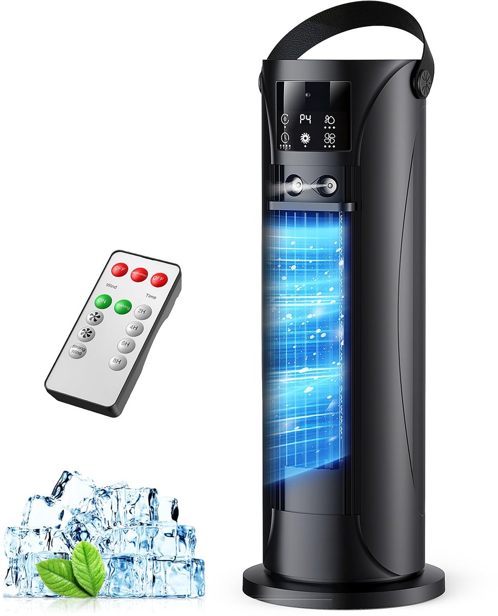 SnelShoppen - Mobiele Airconditioner 4-in-1, Stil 28 dB, Luchtkoeler met Stormmodus, Oscillatie 120°, 4 Snelheden, Natuurlijke Wind, 3D-Slaap, 2 Nevel