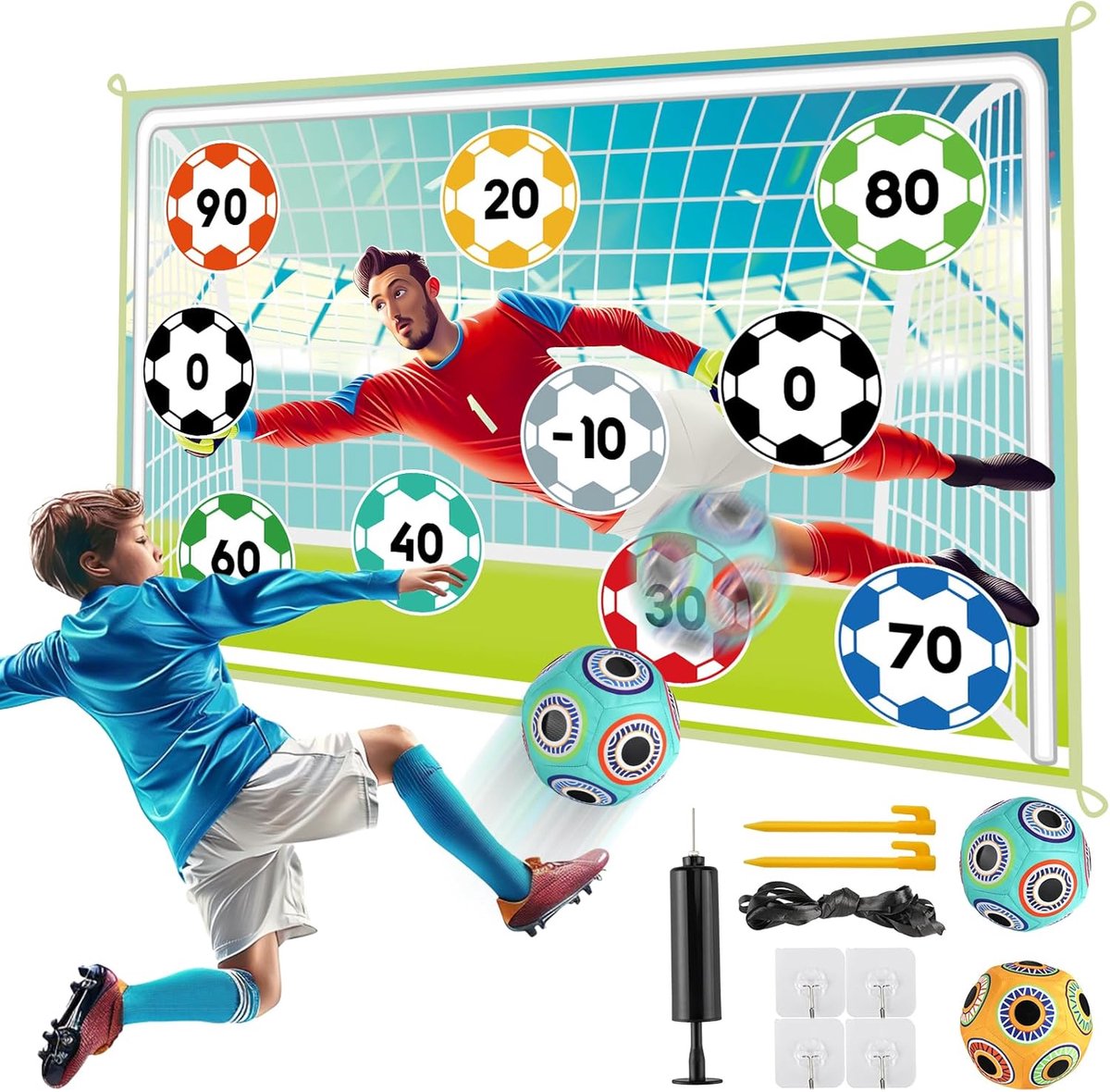 SnelShoppen - Kinderen Voetbalspel - Indoor en Outdoor Voetbalset met 2 Ballen - Verjaardag en Kerst Geschenk - Training Speelgoed voor Jongens en Mei