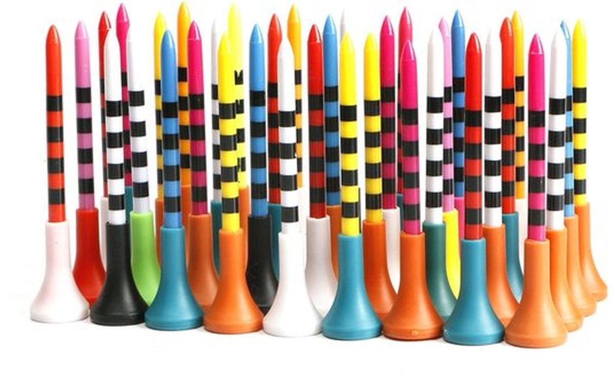 50 Duurzame Golf Tees - Lange Kunststof Tees - Gemengde Kleuren - Golfaccessoires - Ideaal voor Golfer - 70mm