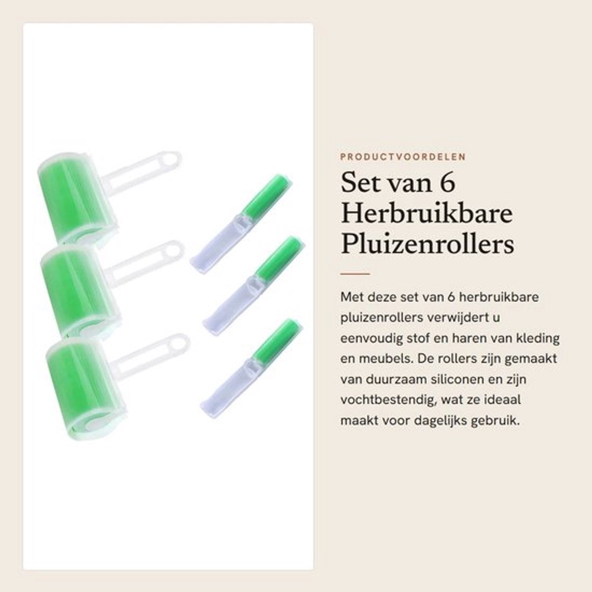 Pluizenroller Herbruikbaar - Set van 6 Pluizen-/Haarrollers - Afwasbare Kledingroller - Duurzaam - Vochtbestendig - 17 x 10 cm - Pluizenborstel