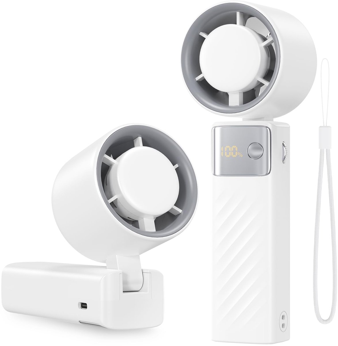 SnelShoppen - Miniatuur Mobiele Handventilator - 4000mAh USB Oplaadbare Ventilator met Aanpasbare Snelheid (1-199), 115° Vouwbare Bureauventilator met