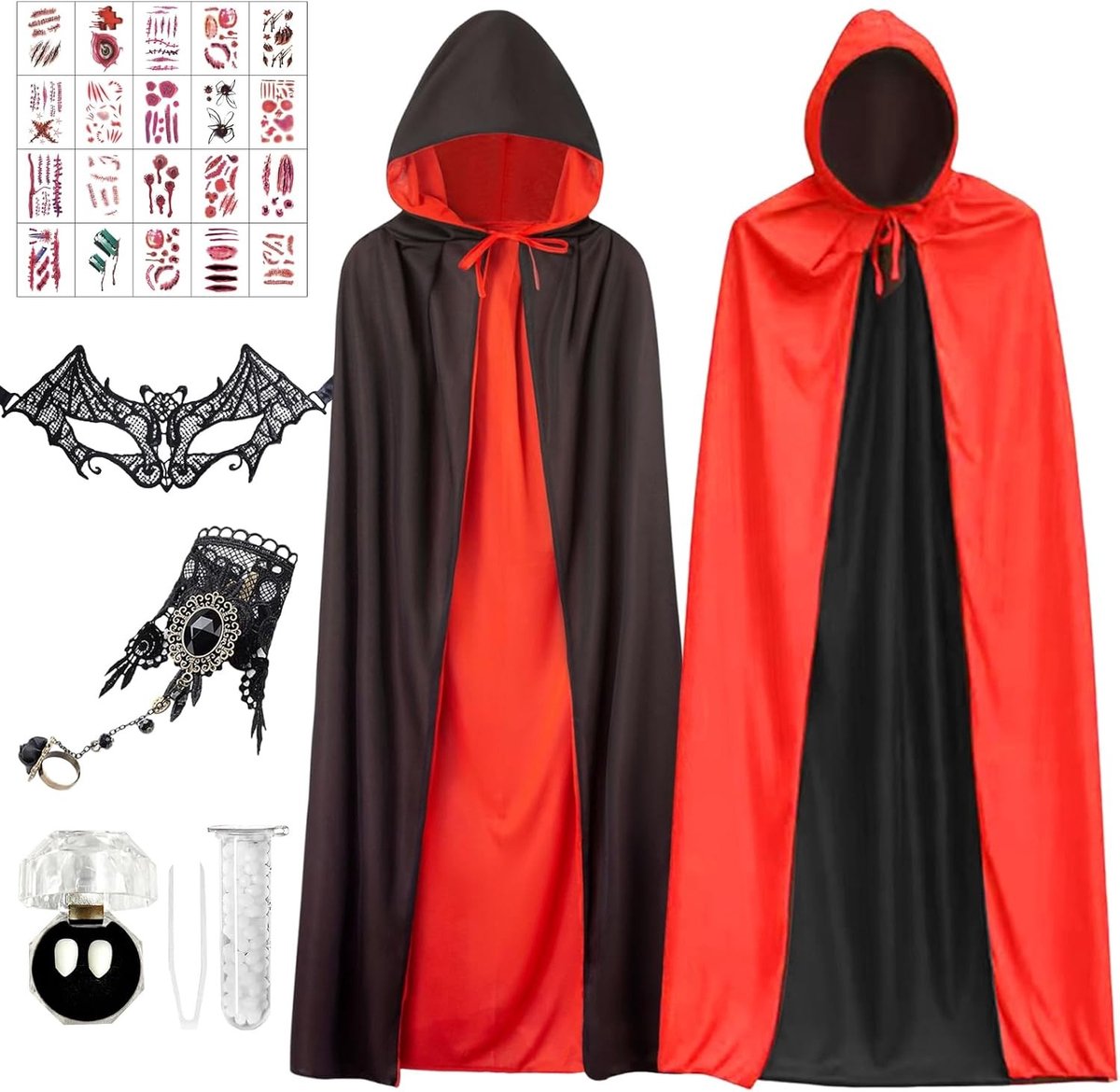 Demonenkostuum voor Vrouwen met Rode Cape en Hoed voor Halloween en Carnaval, Perfect voor Cosplay en Feestjes