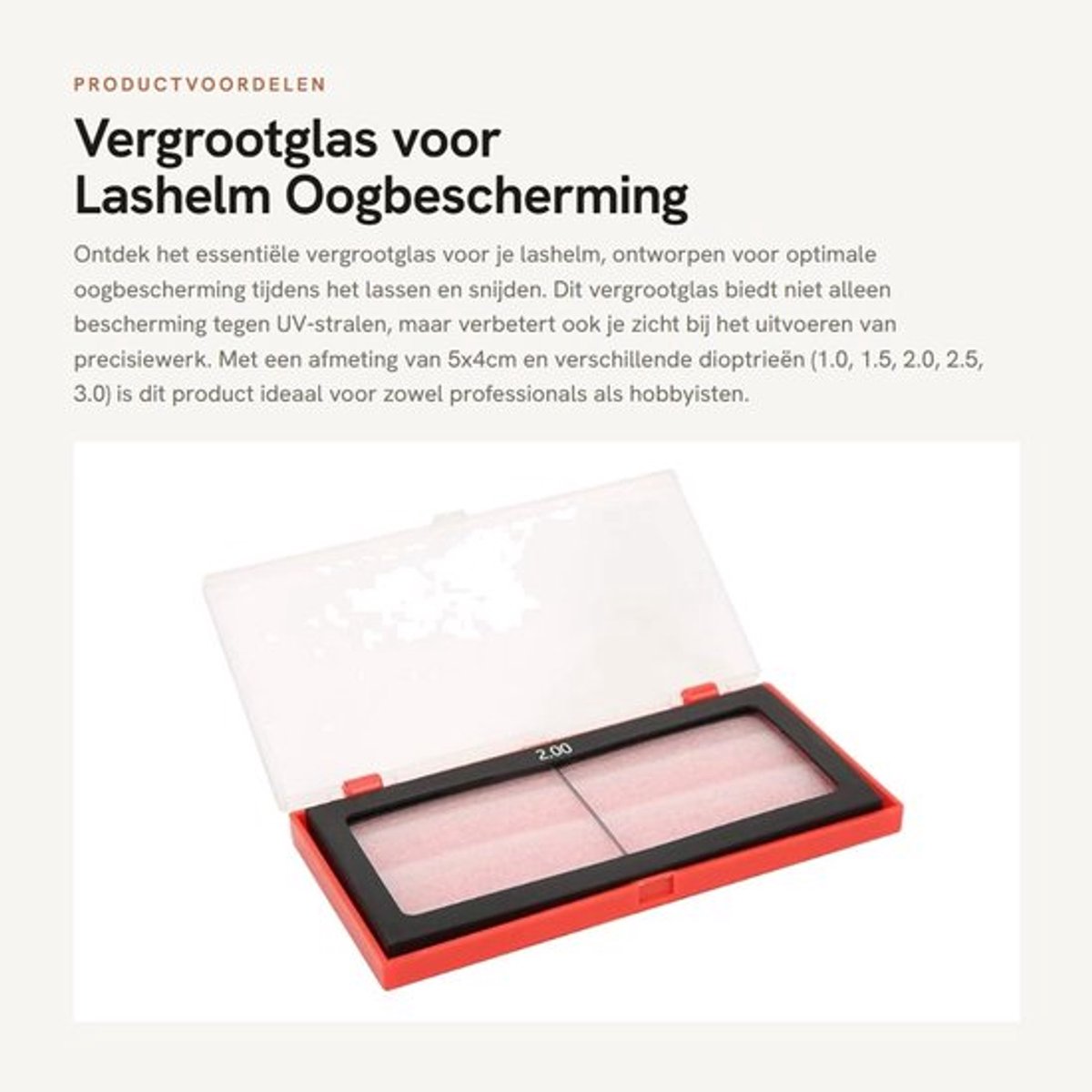 Vergrootglas 5x4cm - 1.0/1.5/2.0/2.5/3.0 Dioptrie - Oogbescherming - Anti-ultraviolet - Geschikt voor lassen - Schokbestendig - Laslens