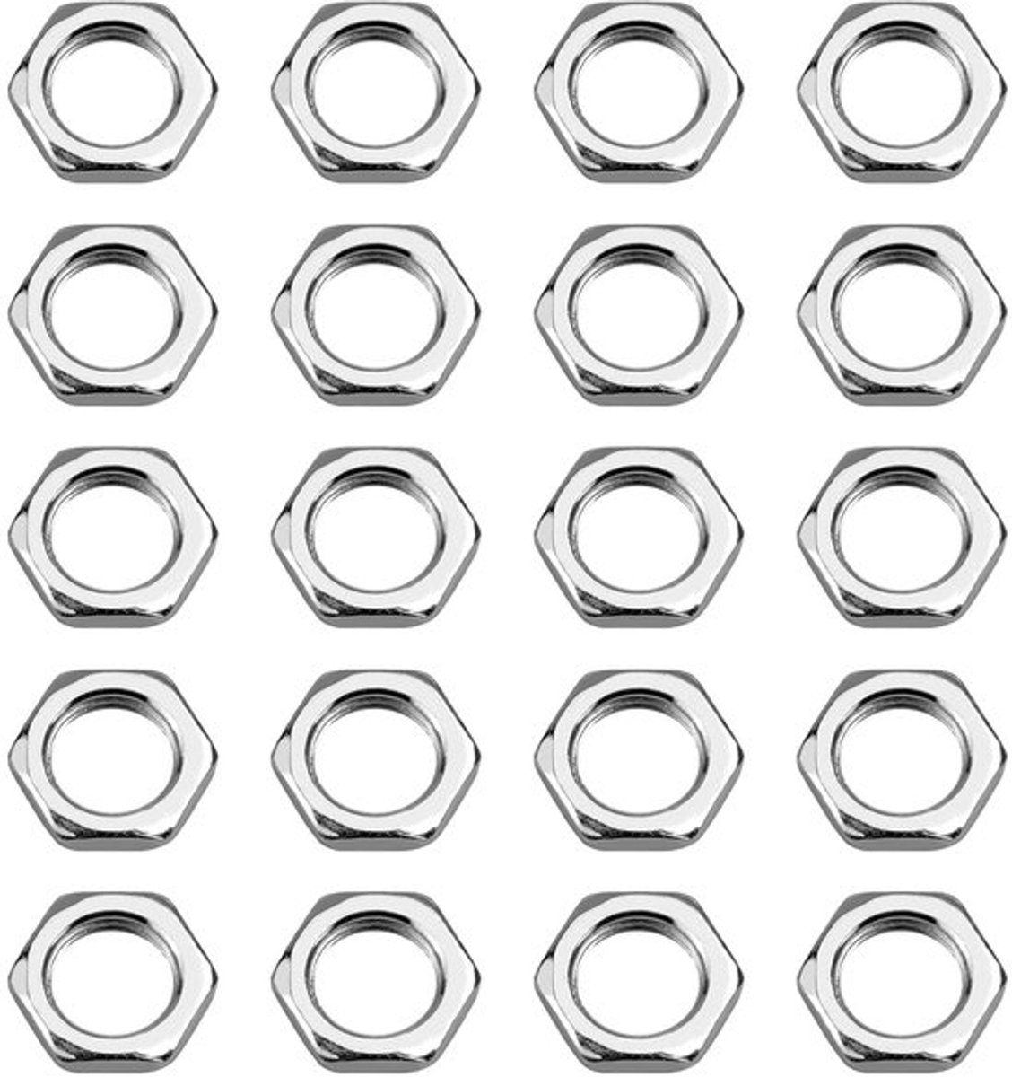 Zeskantmoeren Set van 20 - M10x1 Fijne Schroefdraad - SW12 Sleutelmoer - H.3 mm Hoogte - Verzinkt - Geschikt voor Industrie en Handwerk - Moeren