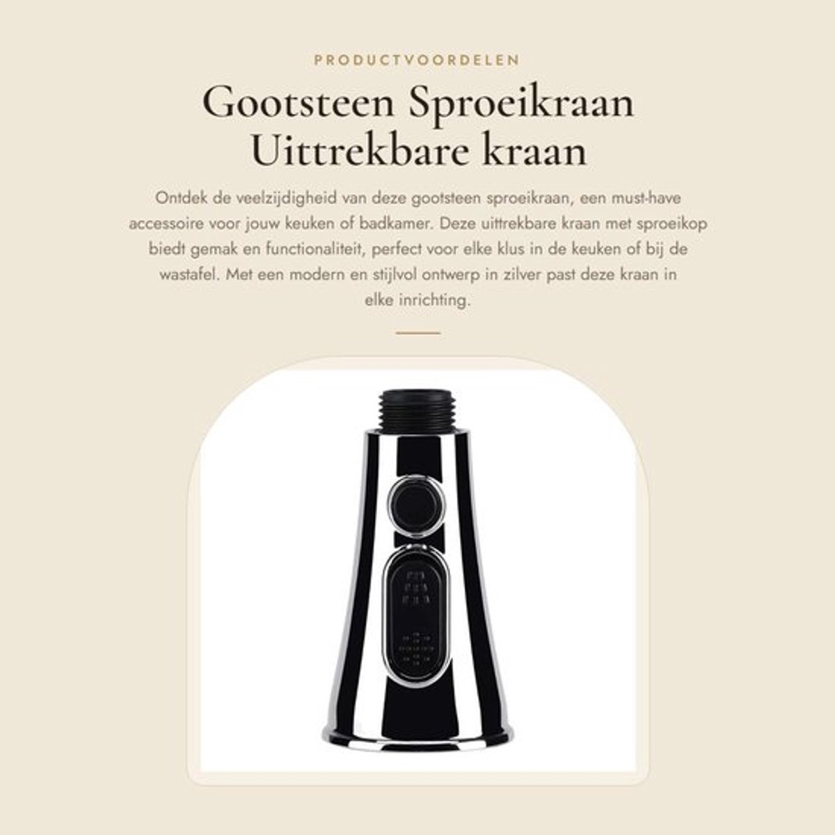 Sproeikraan Uittrekbaar - Gootsteen Kraan - Douchekop - Keuken/Badkamer Accessoire - ABS - Zilver - 1 stuk - Keukenkraan