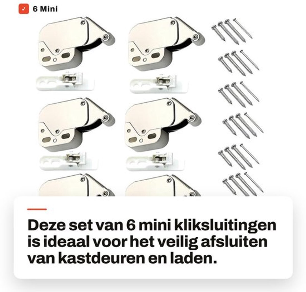 6 Mini Kliksluitingen voor Meubels en Kastdeuren
