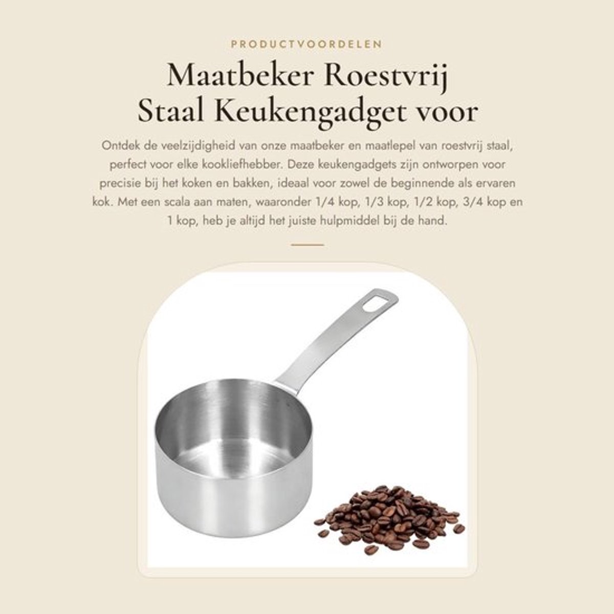 Maatbeker 1 liter - Maatlepel set - Roestvrij staal - Keukengadgets - Voor droge en vloeibare ingrediënten - Lichtgewicht 62g