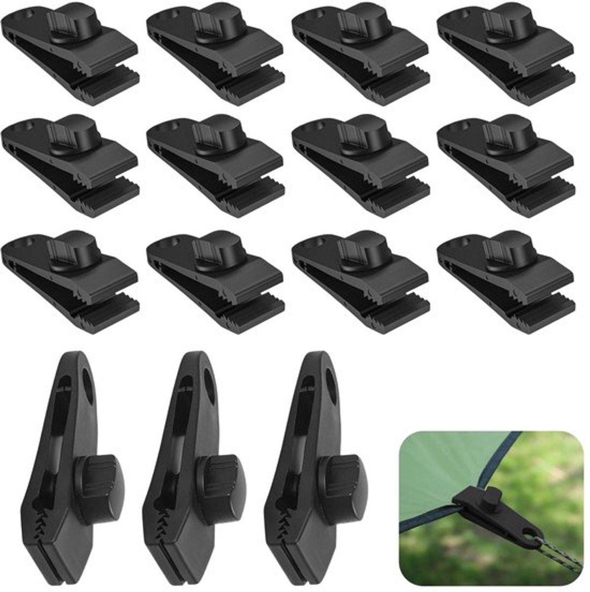 Zeilclips 15 Stuks - Windbestendige Klemmen - Tentzeilclips - Luifelklemmen - Kunststof Bevestigingsclips - 10 cm Lengte - Tentclips