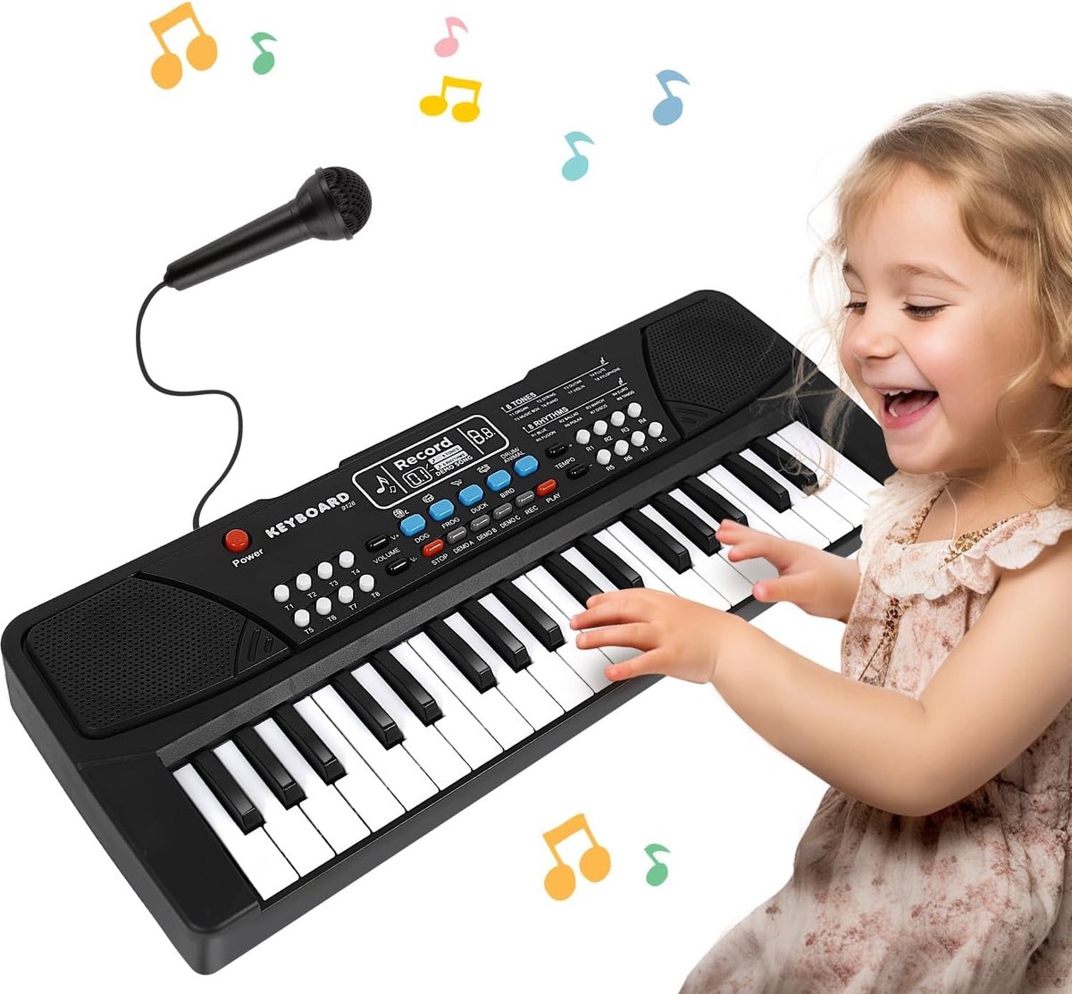 SnelShoppen - Kids Piano Keyboard 37 Toetsen Oplaadbaar Multifunctioneel Elektronisch Keyboard Piano met Microfoon - Educatief Speelgoed voor Peuters